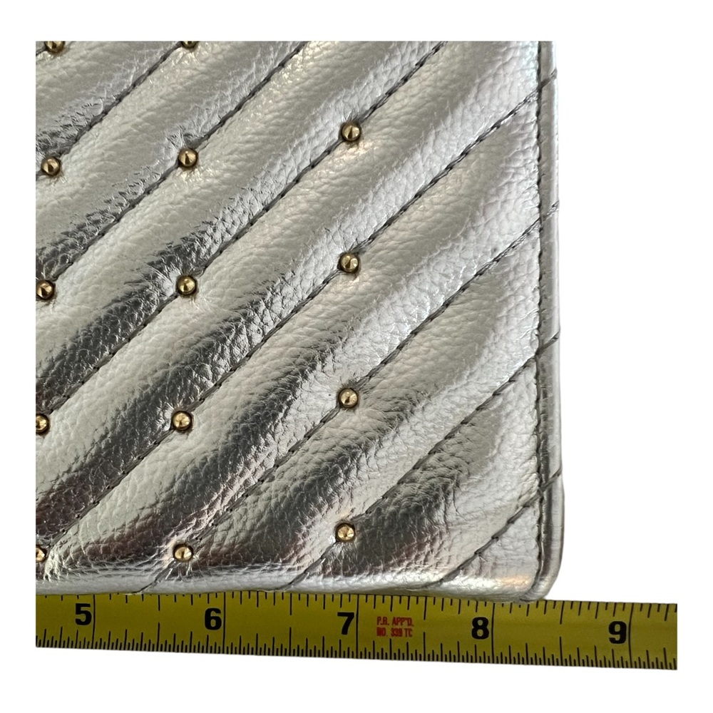 Victoria's Secret quilted metallic silver, studded wristlet wallet … - Picture 12 of 15